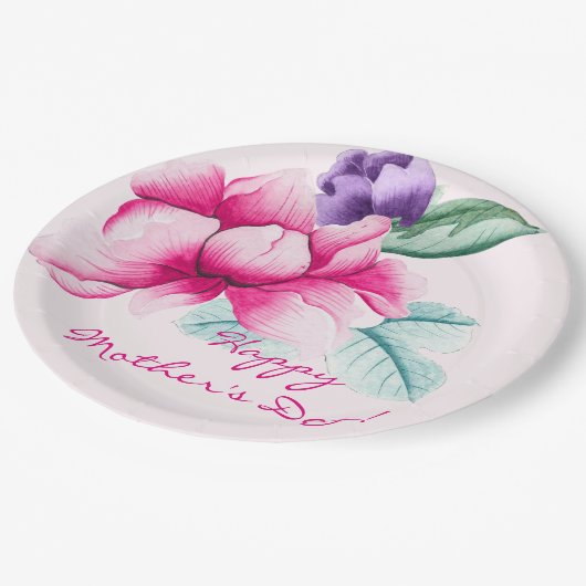 Elegante Blume | Muttertag Pappteller (Schrägansicht)