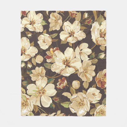 Elegante Blume nahtloses Muster Fleecedecke (Vorderseite)