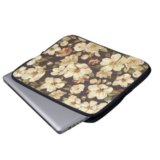 Elegante Blume nahtloses Muster Laptopschutzhülle (Vorne Knopf)