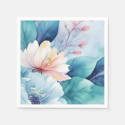 Elegante Blume Paper Napkin Serviette (Vorderseite)