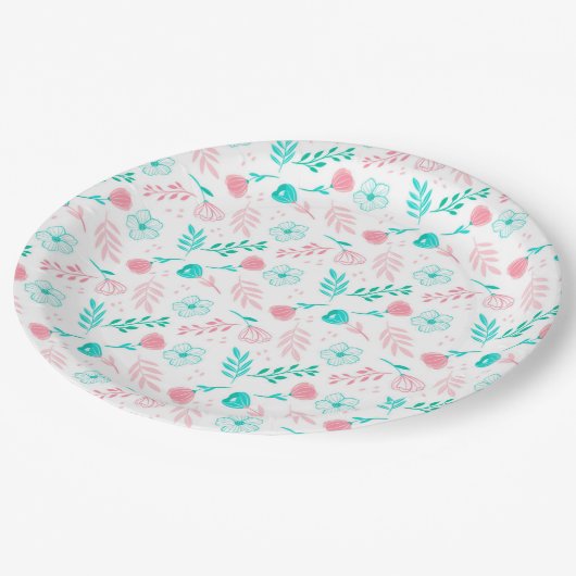 Elegante Blume Pappteller (Schrägansicht)