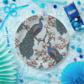 Elegante Blume Peacocks & Magnolia Pappteller (Party)