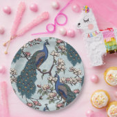 Elegante Blume Peacocks & Magnolia Pappteller (Party)