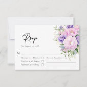 Elegante Blume Peony Lavender Pink Wedding RSVP Karte (Vorderseite)