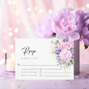 Elegante Blume Peony Lavender Pink Wedding RSVP Karte