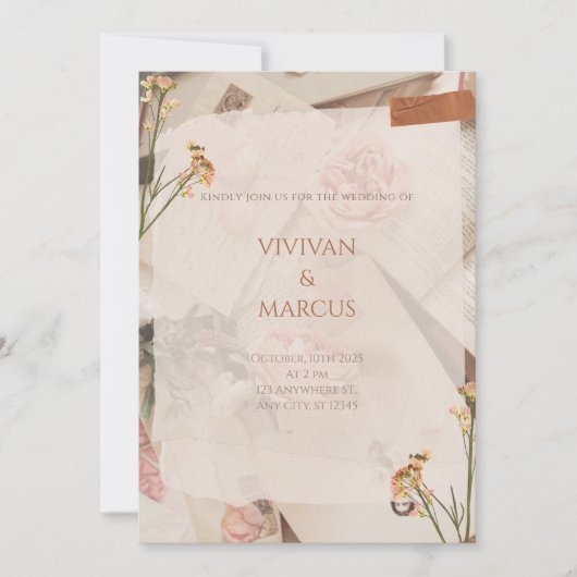 Elegante Blume Pflanze Texture Brautparty Party Einladung (Vorderseite)