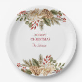 Elegante Blume Pines Pappteller (Vorderseite)