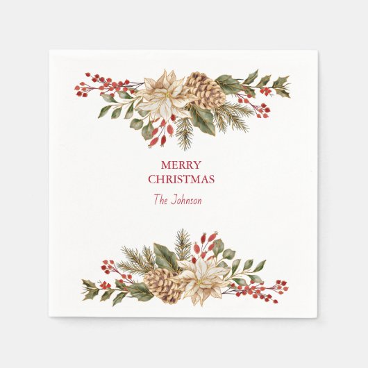 Elegante Blume Pines Serviette (Vorderseite)