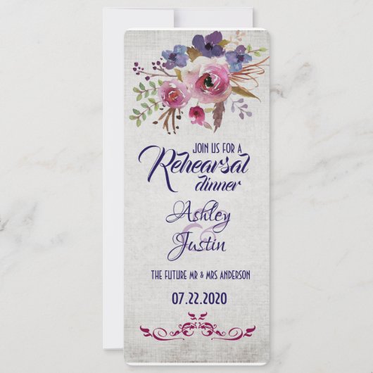 Elegante Blume Probe Abendessen Karten (Vorderseite)