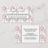 Elegante Blume Rosa Farbe Grün Wasserfarbe Blüte Treuekarte (Vorne/Hinten)