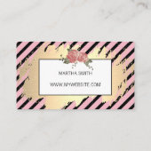 Elegante Blume / Rosa / Gold Visitenkarte (Rückseite)