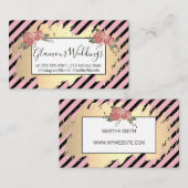 Elegante Blume / Rosa / Gold Visitenkarte (Vorne/Hinten)