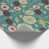 Elegante Blume rosa grünes Blumenmuster Geschenkpapier (Ecke)
