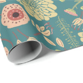 Elegante Blume rosa grünes Blumenmuster Geschenkpapier (Rolleneckpunkt)