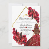 Elegante Blume Rose Gold Quinveanera Einladung (Vorderseite)