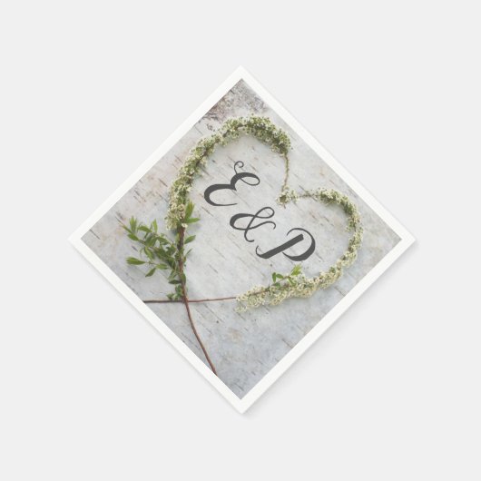 Elegante Blume rustikale Birkenrinde Hochzeit Serviette (Ecke)