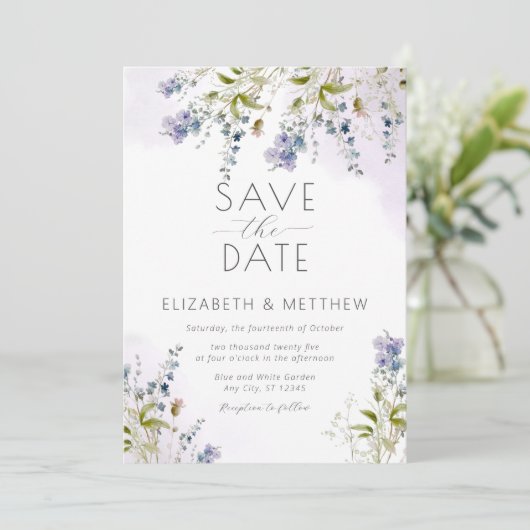 Elegante Blume Save the Date Einladung (Stehend Vorderseite)