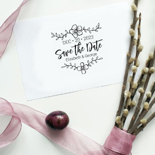 Elegante Blume Save the Date Hochzeit Gummistempel