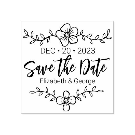 Elegante Blume Save the Date Hochzeit Gummistempel (Prägung)