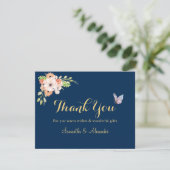 Elegante Blume Schmetterling Danke Karte (Stehend Vorderseite)