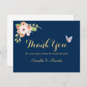 Elegante Blume Schmetterling Danke Karte (Vorne/Hinten)