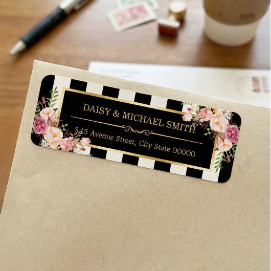 Elegante Blume Schwarz-weiße Streifen