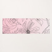 Elegante Blume Schwarze Kontur Rosa Farbgebung Yogamatte (Rückseite (Horizontal))