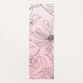 Elegante Blume Schwarze Kontur Rosa Farbgebung Yogamatte (Vorderseite)