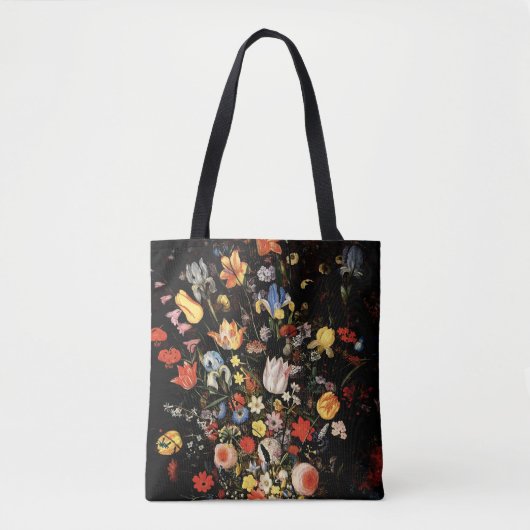 Elegante Blume Schwarze Vintage Blüte Tasche (Vorderseite)