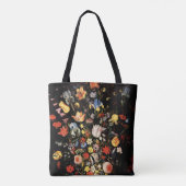 Elegante Blume Schwarze Vintage Blüte Tasche (Rückseite)