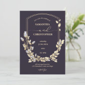 Elegante Blume Shield Wedding Einladung (Stehend Vorderseite)