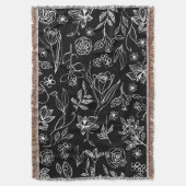Elegante Blume Sketch Konturen werfen Blanket Decke (Vorderseite Vertikal)