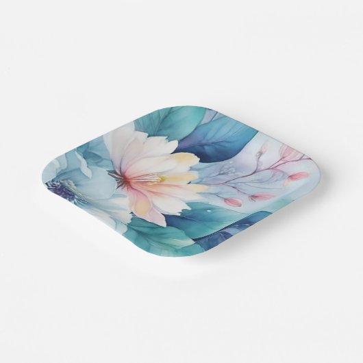 Elegante Blume Square Paper Teller (Gewinkelt)