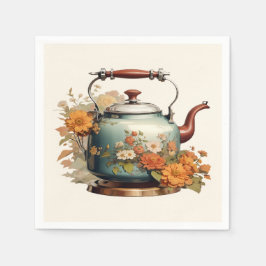Elegante Blume Tea Pot Kaffee Niedliche Tischeinst Serviette