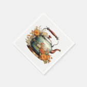 Elegante Blume Tea Pot Kaffee Niedlicher Tisch Serviette (Ecke)