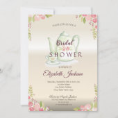 Elegante Blume Teapot Brautparty Einladung (Vorderseite)