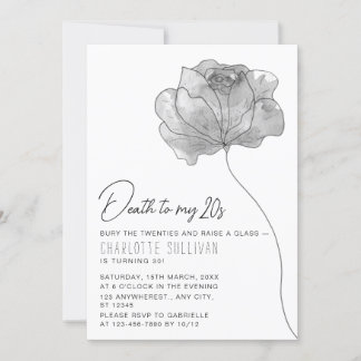 Elegante Blume "Tod bis meine 20er" 30. Geburtstag Einladung