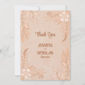 Elegante Blume und Blätter für Hochzeiten Dankeskarte (Vorderseite)