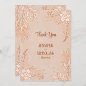 Elegante Blume und Blätter für Hochzeiten Dankeskarte (Vorne/Hinten)