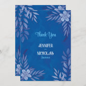 Elegante Blume und Blätter für Hochzeiten Dankeskarte (Vorne/Hinten)