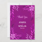 Elegante Blume und Blätter für Hochzeiten Dankeskarte (Vorderseite)