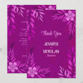 Elegante Blume und Blätter für Hochzeiten Dankeskarte (Vorne/Hinten)