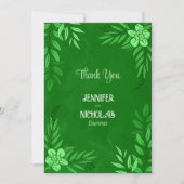 Elegante Blume und Blätter für Hochzeiten Dankeskarte (Vorderseite)