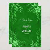 Elegante Blume und Blätter für Hochzeiten Dankeskarte (Vorne/Hinten)