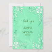 Elegante Blume und Blätter für Hochzeiten Dankeskarte (Vorderseite)