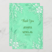 Elegante Blume und Blätter für Hochzeiten Dankeskarte (Vorne/Hinten)
