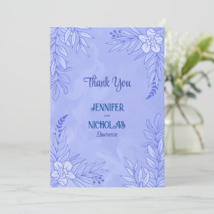 Elegante Blume und Blätter für Hochzeiten Dankeskarte