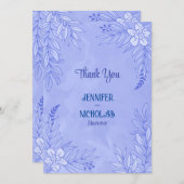 Elegante Blume und Blätter für Hochzeiten Dankeskarte (Vorne/Hinten)