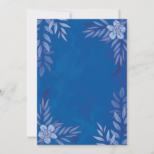 Elegante Blume und Blätter für Hochzeiten Einladung (Rückseite)