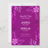 Elegante Blume und Blätter für Hochzeiten Einladung (Vorderseite)